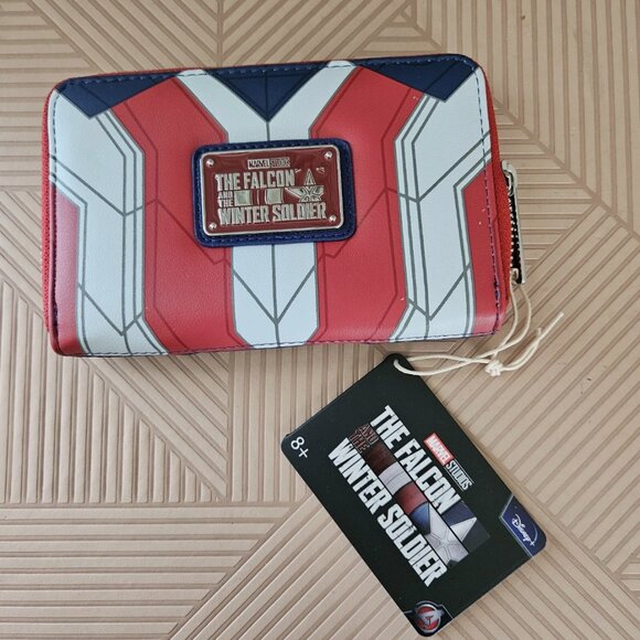Loungefly Wallet Marvel Avengers Falcon & Winter Soldier Disney Zip Around - Picture 15 of 15